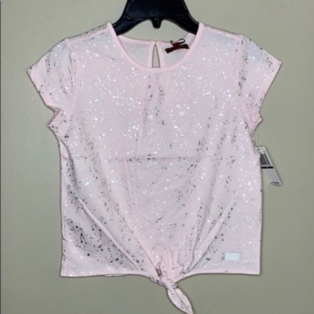 NWT. 7 FOR ALL MANKIND Girls’ Foil Printed Top - Picture 3 of 7